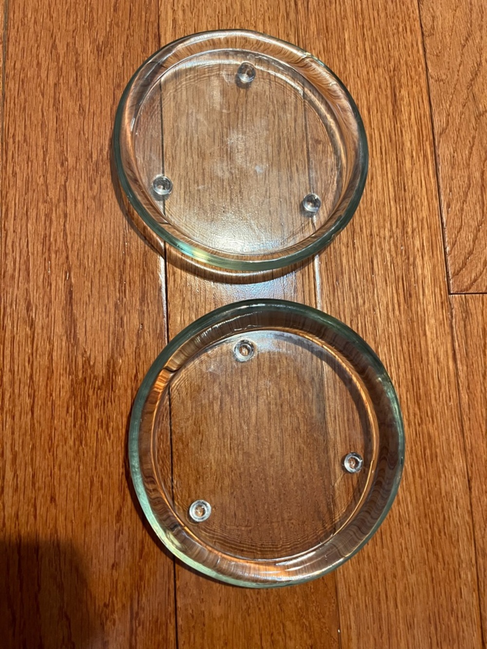 Set of 2 Solid Glass Candle Bases - Like New!